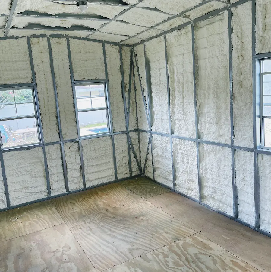Closed-cell spray foam insulation applied to wall cavities in a residential project in Tehachapi